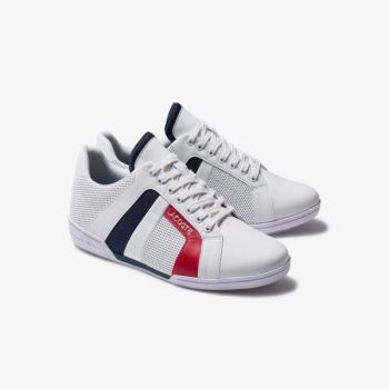 Lacoste Chaymon Club Leather and Mesh Sneakers - Tenisky Pánské Bílé / Tmavě Blankyt | CZ-KNkmdd